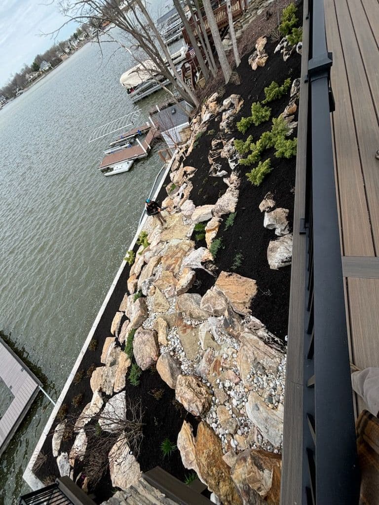 Beautiful Lakefront Mulching Project image