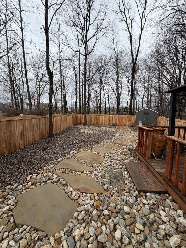 Outdoor Oasis with Cedar Privacy Fence and Flagstone Walkway image