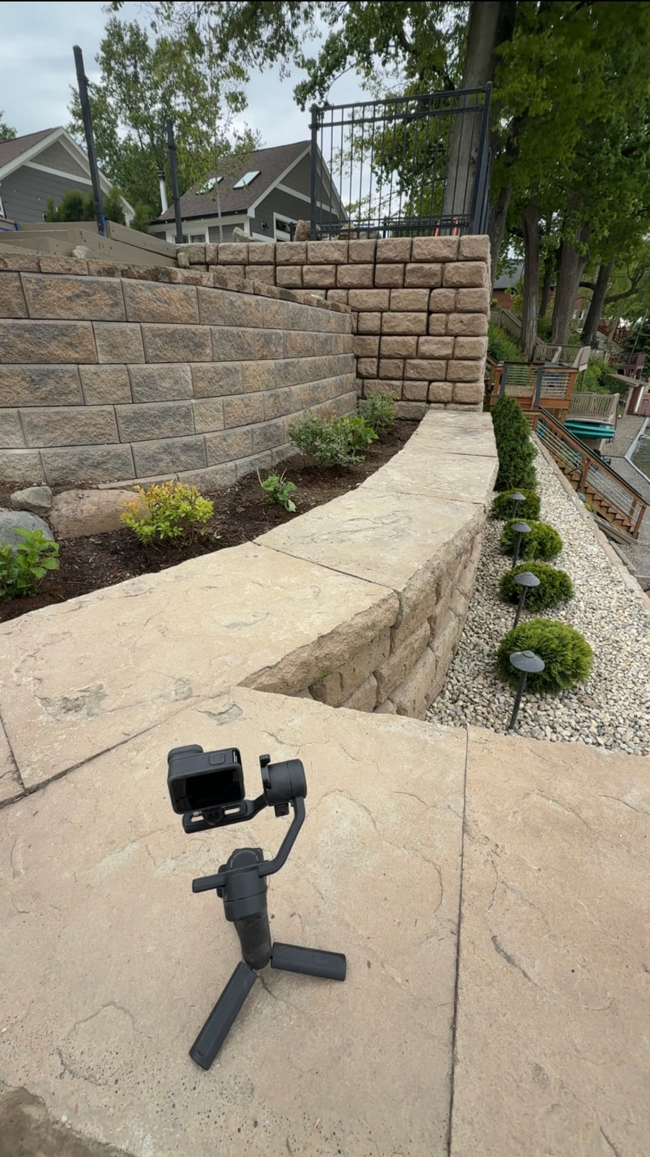 Gallery photos for Retaining Wall Rebuild with Step Pavers and Lighting in Cicero IN: Image #1