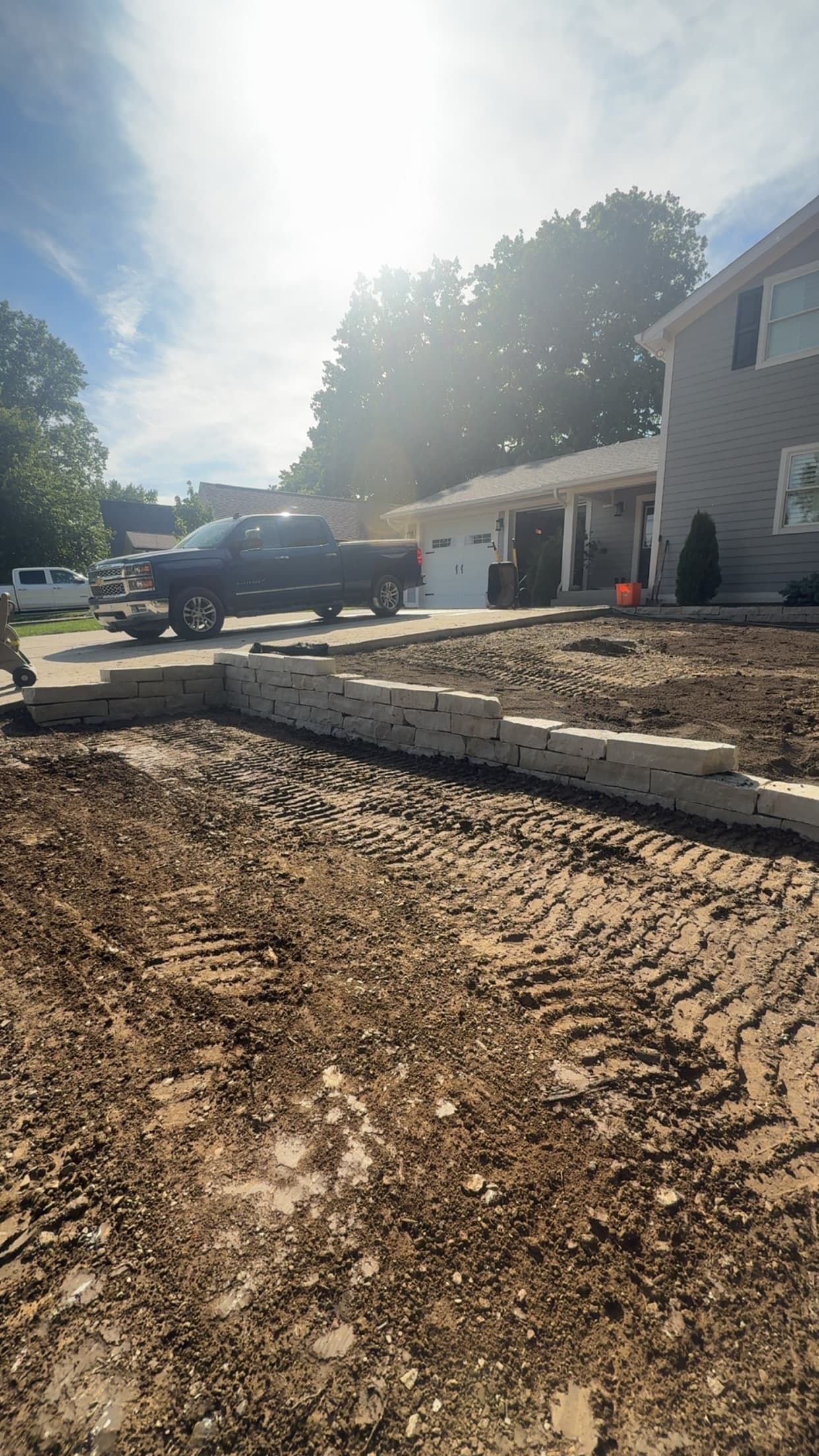 Gallery photos for Retaining Wall Rebuild and Fresh Plantings in Cicero IN: Image #1