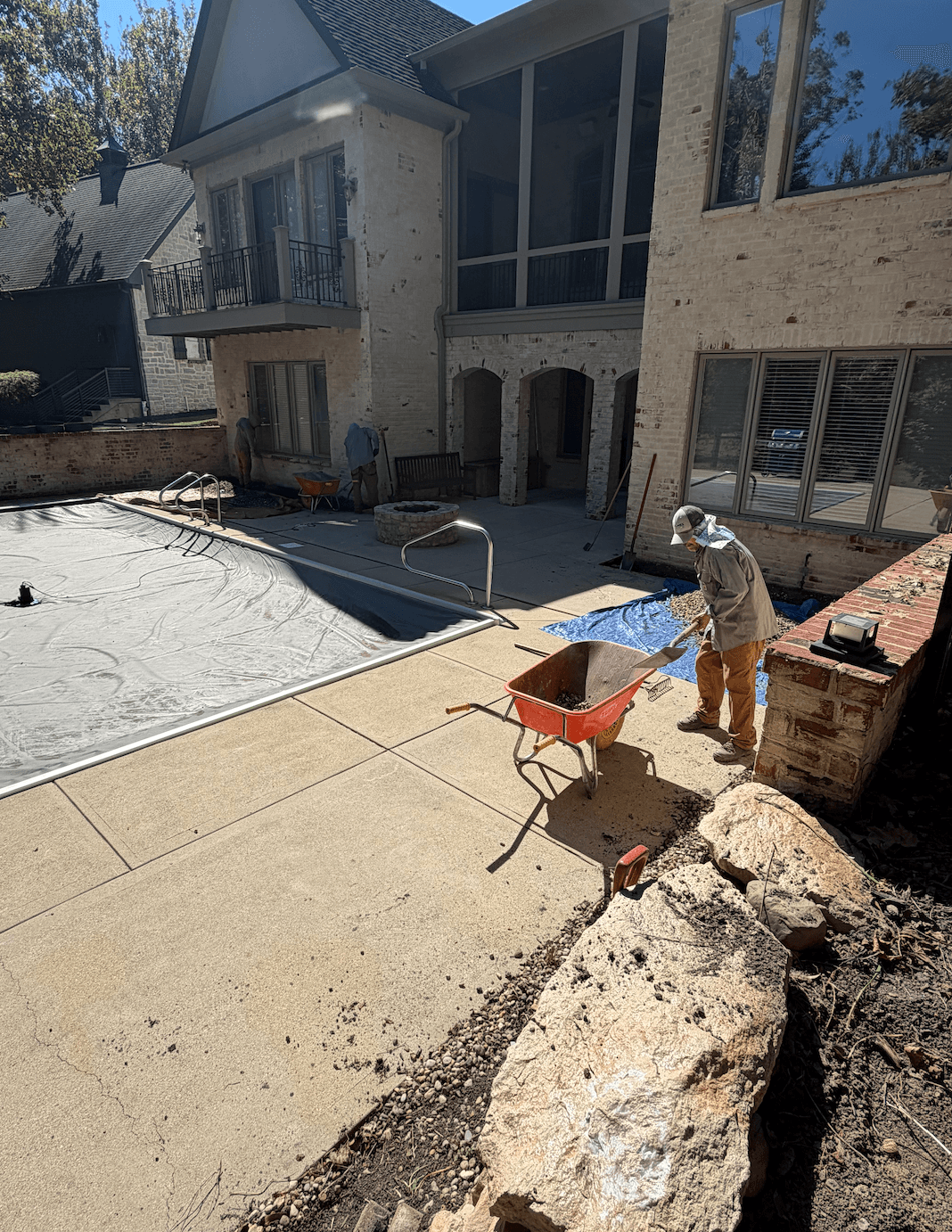 Full Landscape Bed Redo Underway at a Stunning Backyard Property image