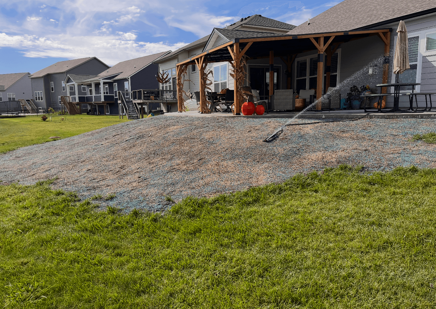 Backyard Grading, Seeding and PennMulch Installation in Noblesville image