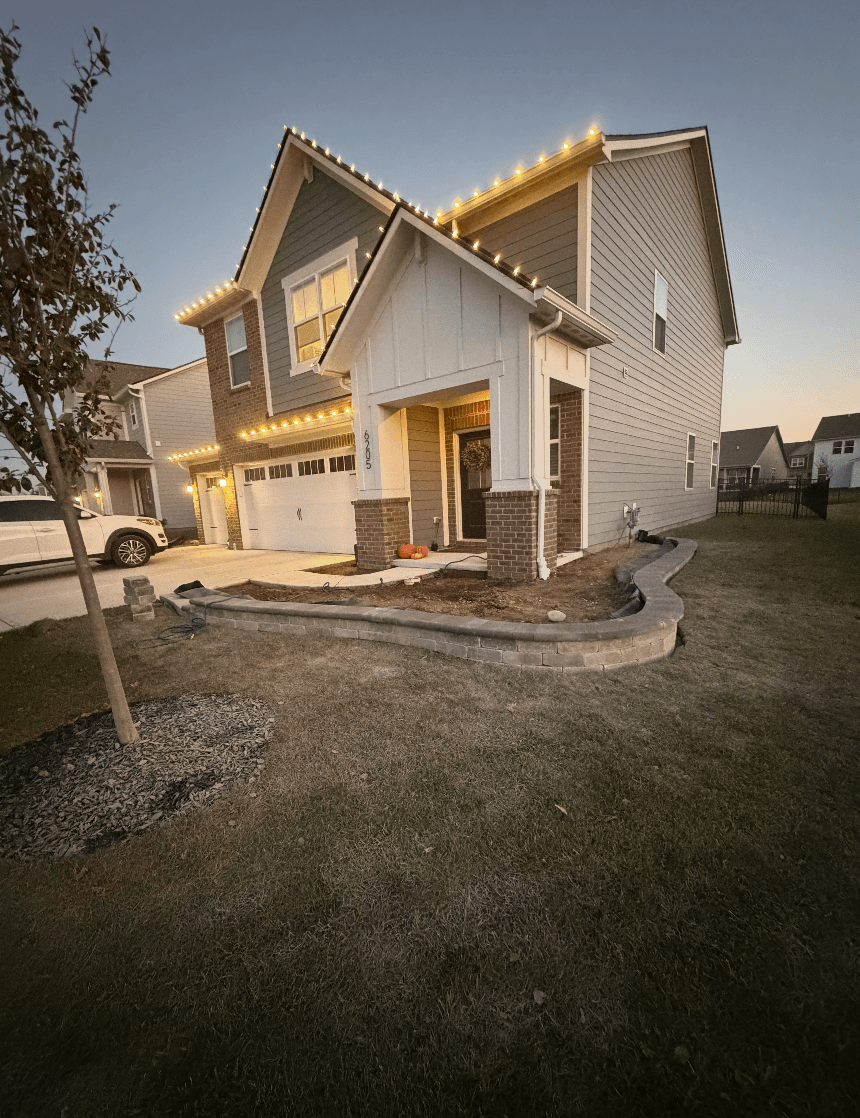 Noblesville Front Yard Overhaul with Holiday Lighting Already in Place image